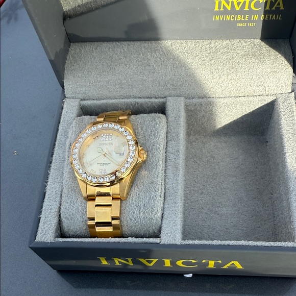 Invicta Gold Watch with Crystal Bezel - Picture 1 of 8